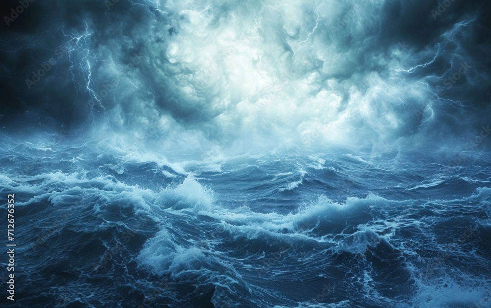 Composite image of a stormy blue ocean