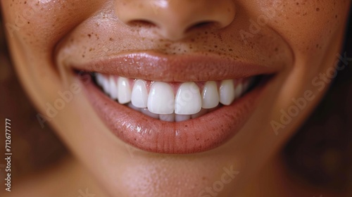 Woman smiling with bright white teeth into the camera  clean teeth dentist