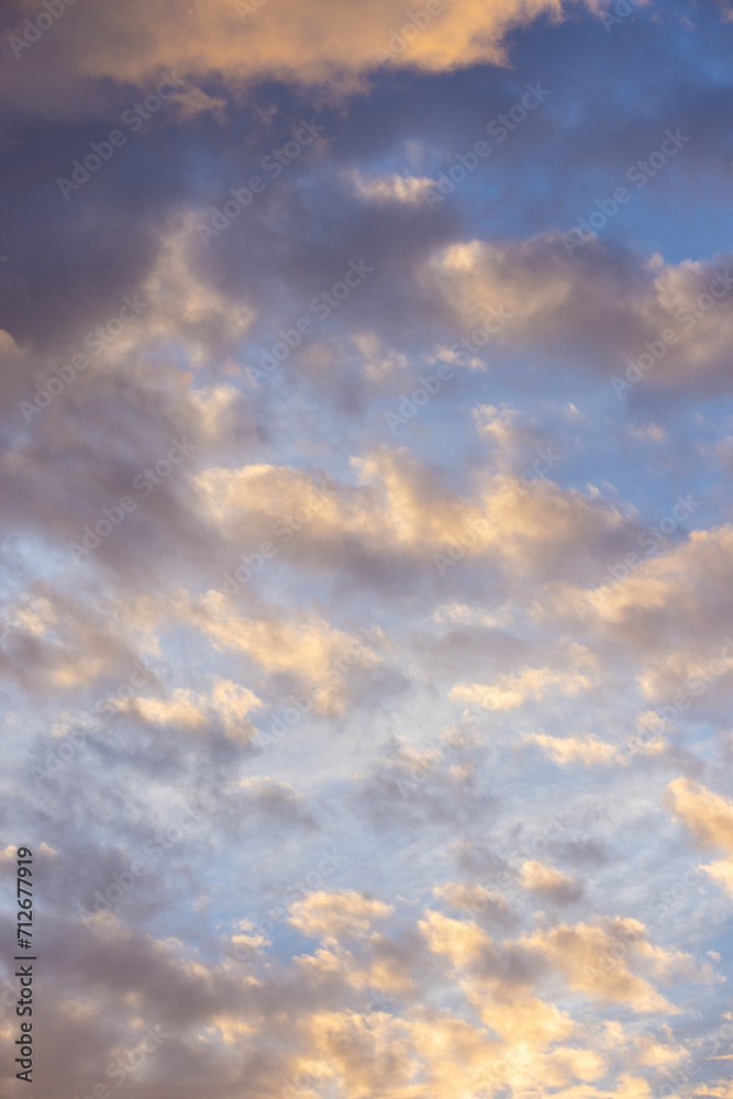 Orange Clouds and Blue Sky, Sunset Sky Copy Space Orange Clouds and Blue Sky, Sunset Sky Copy Space