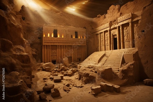 Historical tomb of Jonah amidst ancient Nineveh remains. Generative AI photo