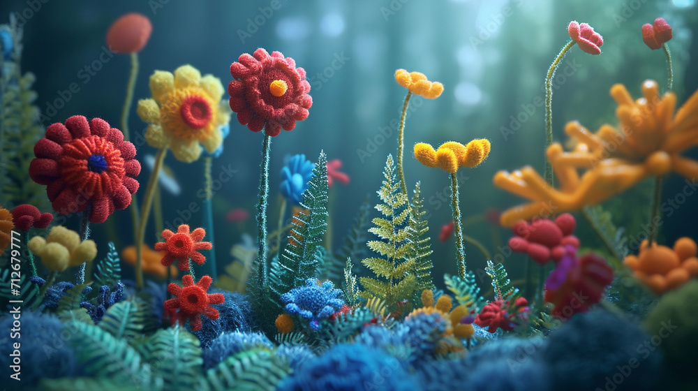 wool wildflower forest miniature landscape