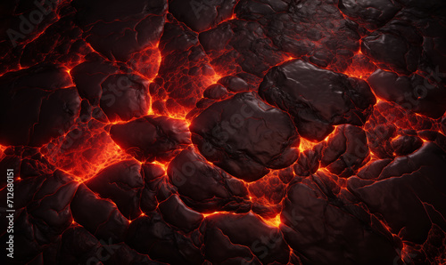 FLava flow in the crater. Abstract background. 3D rendering.