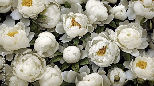 Fototapeta Naklejka Na Ścianę i Meble -  seamless background of white peonies in buds, ideal for use as a background or texture in a modern style, when viewed from above.