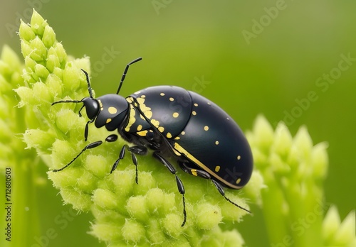 a beautiful little insect was perched on a wild grass flower
 photo
