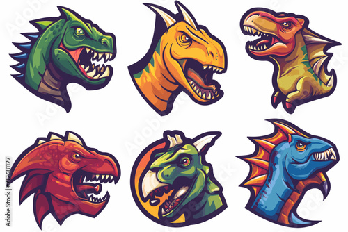 Esport vector logo dinosaur, dinosaur icon, dinosaur head, vector, sticker, set, collection, group