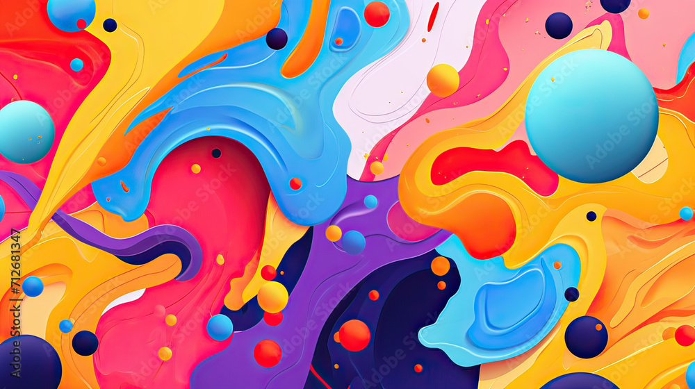 Bright Spots abstract background theme, incorporating dynamic colors, playful shapes, and a lively composition Ai Generative