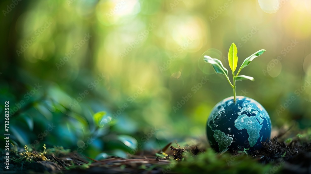 Small Green Plant Sprouting Out of Blue Small Green Plant Sprouting Out of Blue