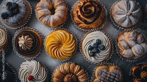 Sweet pastries, breakfast, croissant, snack, bakery, cakes, pastry shop