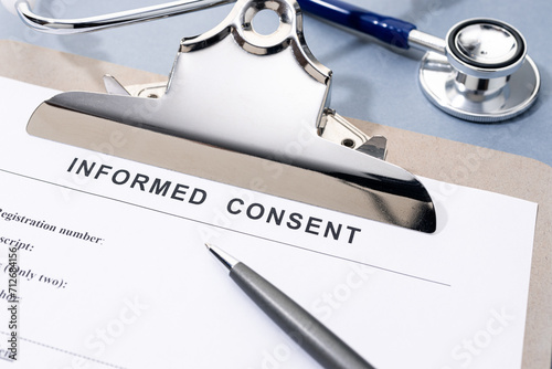 Принти на полотні Informed Consent form pen and stethoscope on desk
