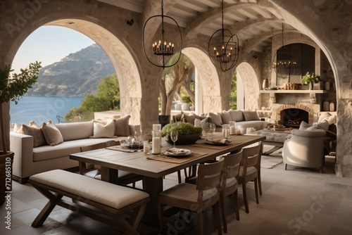 Luxury Mediterranean Villa Terrace With Ocean View © duyina1990