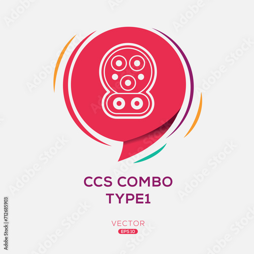 CCs COMBO TYPE1 (Combined Charging System) Icon, Vector sign.
