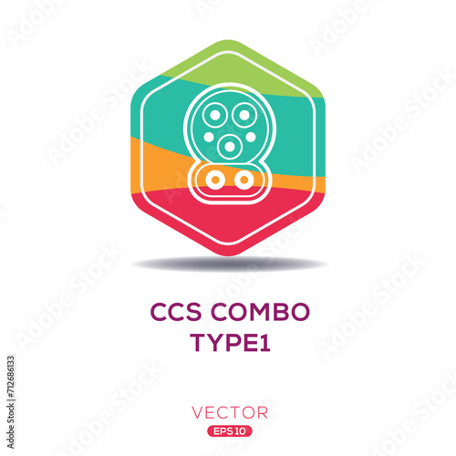 CCs COMBO TYPE1 (Combined Charging System) Icon, Vector sign.