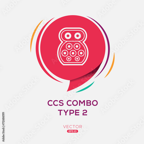 CCs COMBO TYPE2 (Combined Charging System) Icon, Vector sign.