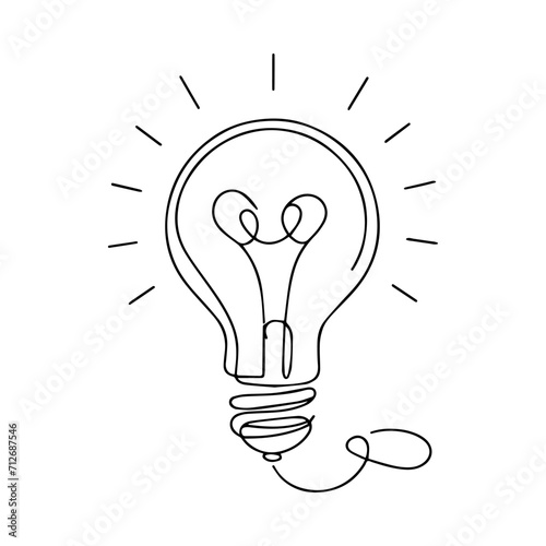 Light bulb continuous line vector illustration