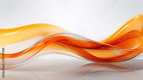 Orange flowing, fluid and transparent layered dynamic shapes and objects Abstract vibrant and modern background with copy space. Generate AI