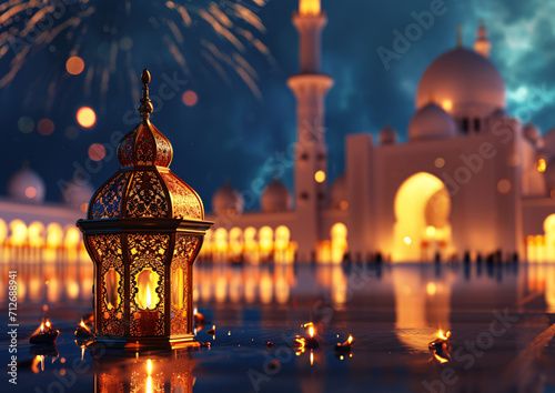 Moon Lamp Islamic Ramadan Greeting Background © wiizii