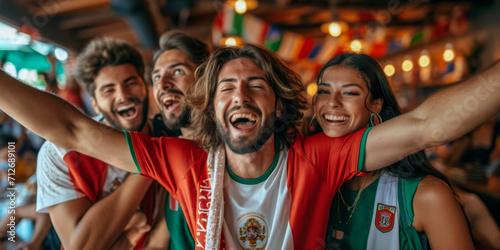 Fans der italienischen Mannschaft feiern die Meisterschaft in der Sportsbar