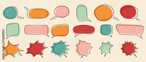Set of retro chat speech bubbles templates. Conversation bubble for web design, chat, messenger, design. Modern vector illustration.