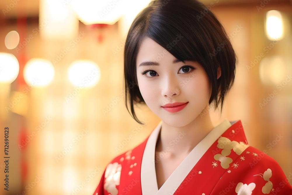 Beautiful young japanesse Asian woman wearing traditional kimono dress Beautiful young japanesse Asian woman wearing traditional kimono dress