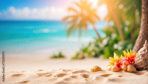 Blurred tropical beach background. Summer vacation