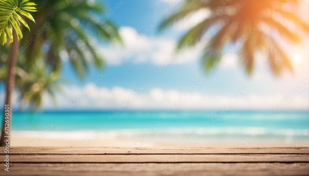 Blurred tropical beach background. Summer vacation