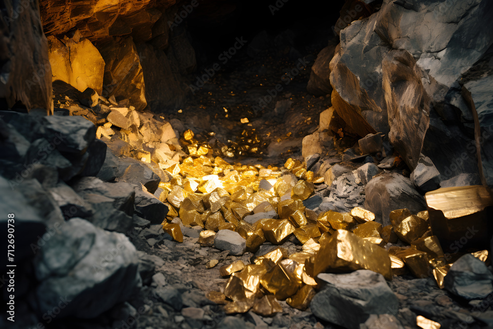 Gold mine full of gold, old gold mine, gold bars, left behind gold in mine