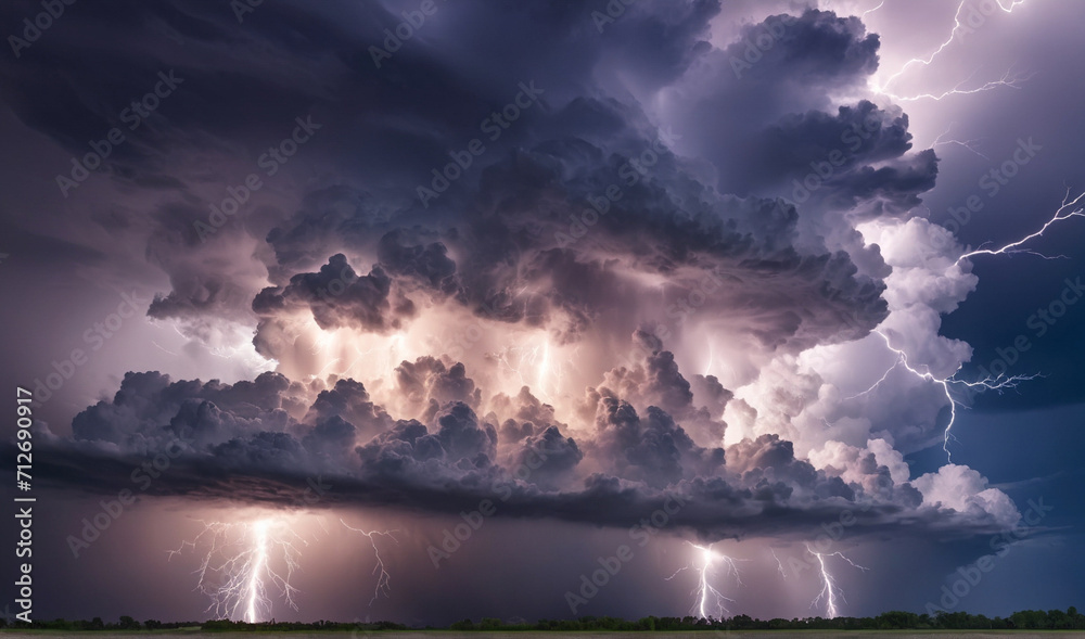 Huge thunderstorm cloud and lightning. ai generative Huge thunderstorm cloud and lightning. ai generative