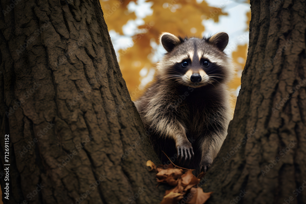 raccoon, wild  raccoon, wild animal, beautiful photo of a wild raccoon in the forrest