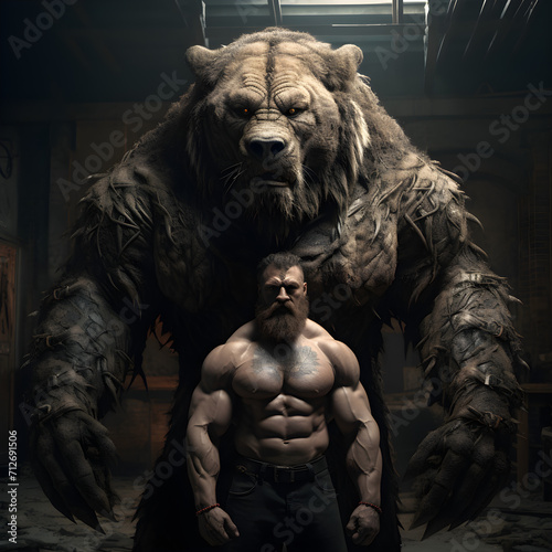 masive bear and a warrior 