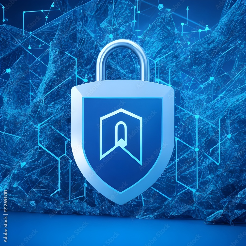 Cyber security concept Lock symbol from lines and triangles point Cyber security concept Lock symbol from lines and triangles point