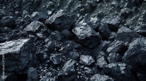 Bituminous coal in a coal mine.   photo