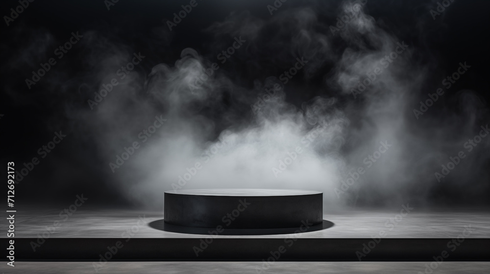 Mist fog pedestal podium mockup - obrazy, fototapety, plakaty 