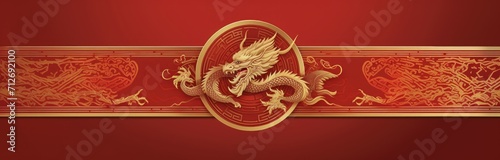 Chinese new year concept banner dragon dance © jambulart