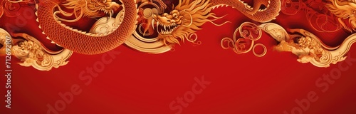 Chinese new year concept banner dragon dance
