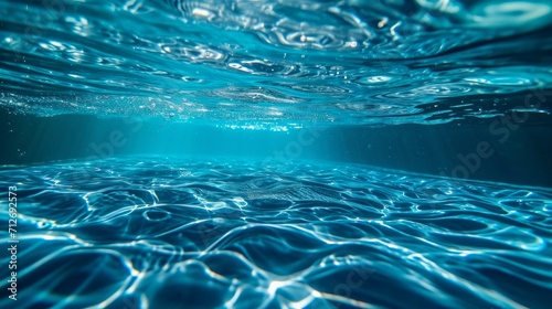 Close up of blue water and ripples in a blue pool Pool Underwater view      © Emil