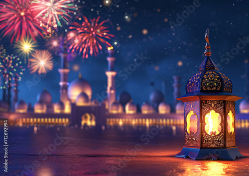 Moon Lamp Islamic Ramadan Greeting Background