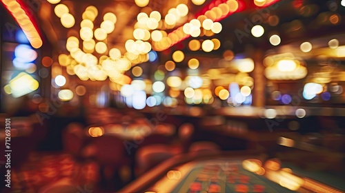 casino bokeh light abstract blur background,Blurred image of slots machines or roulette table photo
