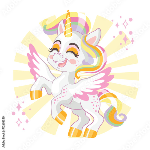 Cute cartoon baby unicorn vector illustration