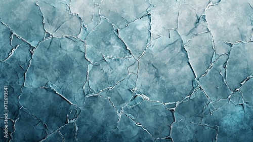 Cracked Ice. Blue Christmas textured background. Winter surface. Illustration Art    