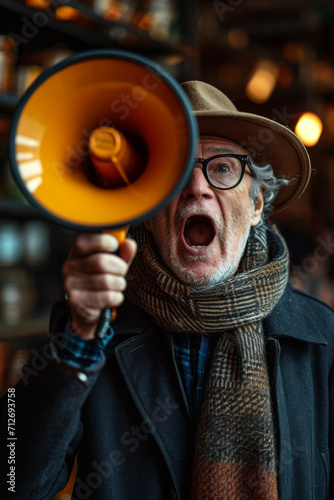 Mann mit Megaphone photo