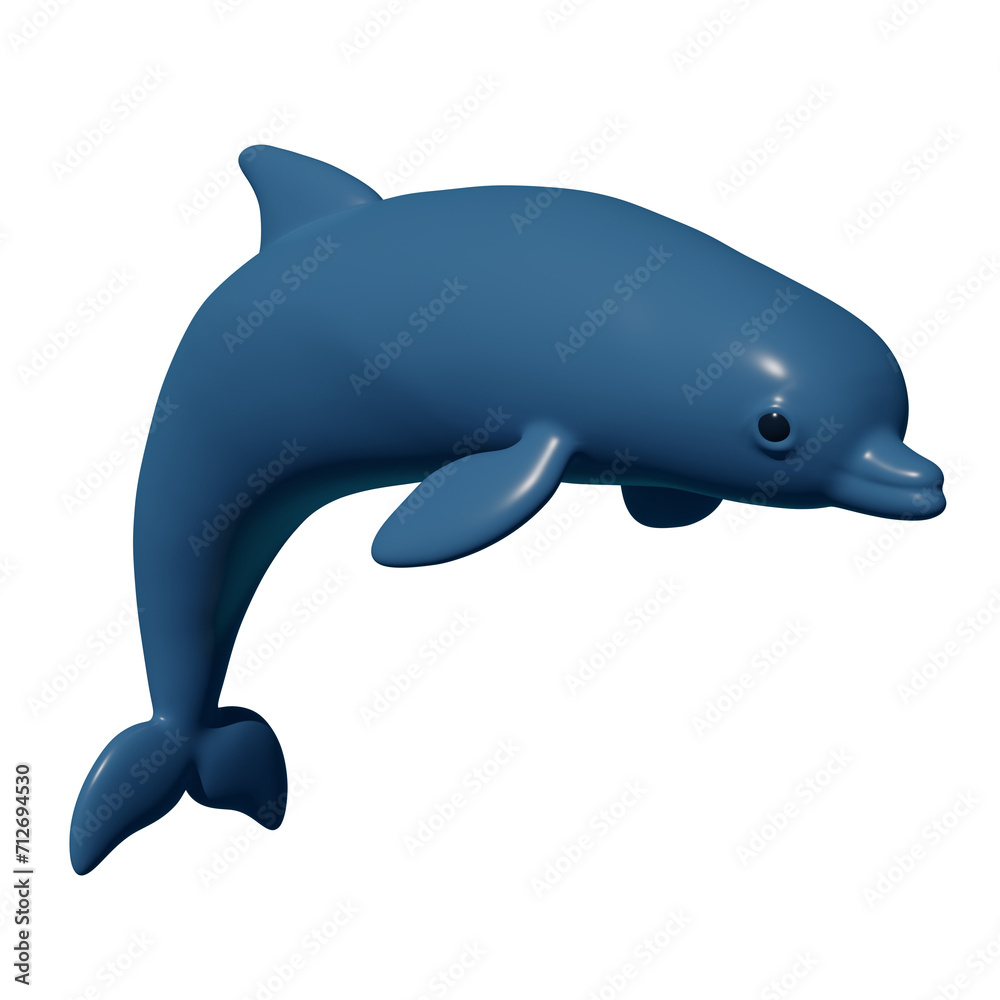 Blue dolphin isolated on white background. 3d rendering Blue dolphin isolated on white background. 3d rendering