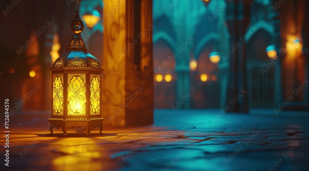 muslim worship and mosque holiday lantern of the holy month ramadan