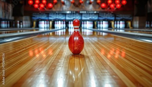 a bowling ball and pins hitting