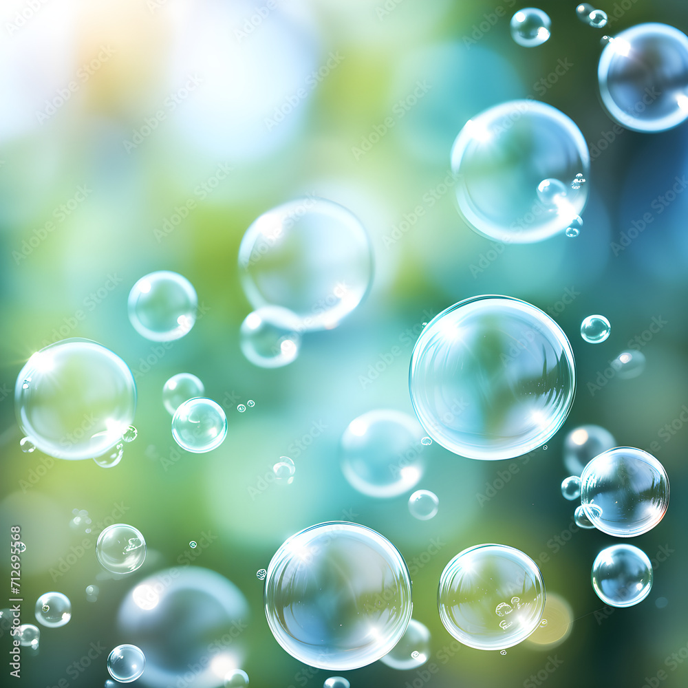 soft  blue and green background  bubbles 