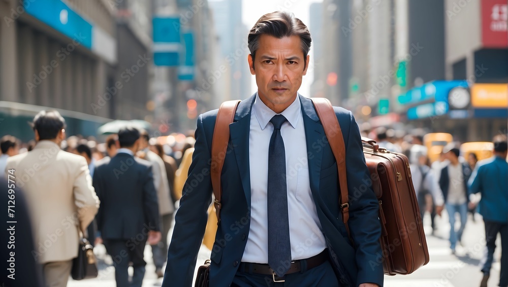 In a bustling city, a hardworking man navigates through the crowded streets, He is a symbol of resilience and perseverance in the face of adversity. generative AI In a bustling city, a hardworking man navigates through the crowded streets, He is a symbol of resilience and perseverance in the face of adversity. generative AI