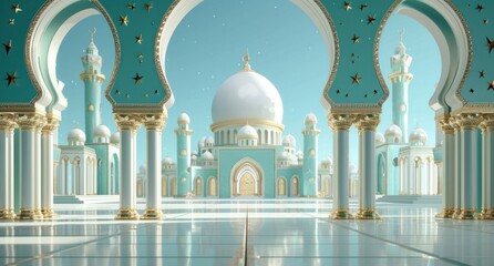 a islamic masjid on a blue background