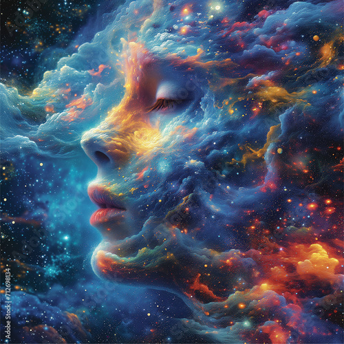 galaxy space face woman 