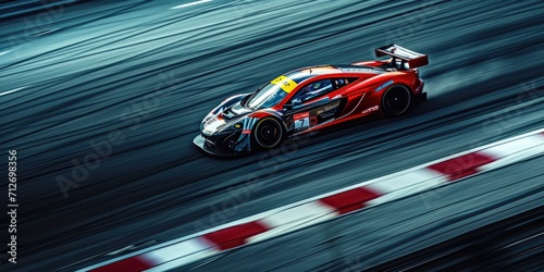 Race car is zooming around the track © piai