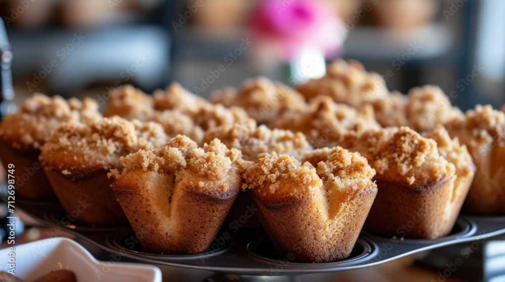 heart-shaped muffins with a crumb topping generative ai
