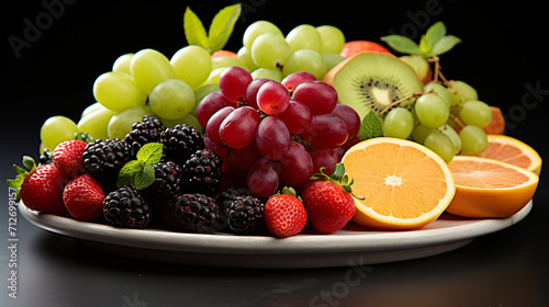 Assortment of fresh exotic fruits as background  top view   Generate AI